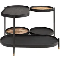 Casa Padrino Luxus Couchtisch Schwarz / Naturfarben / Messing