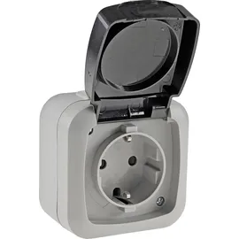 ChiliTec Feuchtraum Steckdose IP44 250V ac 16A, Aufputz Rahmen, grau