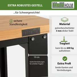 Baumarktplus Werkbank Profiline XL freistehend 110 x 69 cm 600 kg robust Stahl Holz Werkstatttisch Schranksystem