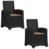 vidaXL Liegesessel Gartenstuhl 56 x 0 x 0 cm grau/schwarz 2 St.