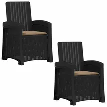 vidaXL Liegesessel Gartenstuhl 56 x 0 x 0 cm grau/schwarz 2 St.