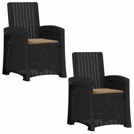 vidaXL Liegesessel Gartenstuhl 56 x 0 x 0 cm grau/schwarz 2 St.
