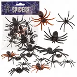 MIJOMA Künstliche Spinnen 24er Set – Halloween Deko Spinnentiere aus Kunststoff – Realistisch & Gruselig – Scherzartikel für Party, Kinder, Grusel-Deko & Streiche