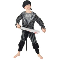 Foxxeo Skelett Geister Piraten Kostüm für Kinder Halloween Karneval Pirat Jungen Fasching Größe 146-152
