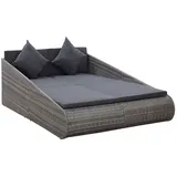 LAPOOH Gartenbett, Liegen, Sonnenliege, Liegeinsel Outdoor, Outdoor Bett, Doppelliege, Gartenliege, Daybed Outdoor, Grau 200 x 139 cm Poly Rattan