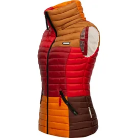 Navahoo Damen Steppweste leicht mit Abnehmbarer Kapuze Colourblocking-Stil Shadaa Multikulti Multicolour Autumn Leaves Gr. L - L