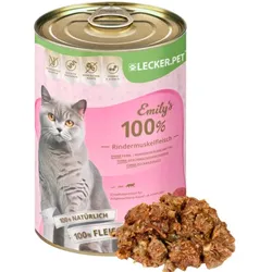 24 x 400 g Lecker.Pet® Emily's 100 % Rindermuskelfleisch Katzenfutter Nassfutter