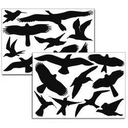 Vogelaufkleber, schwarz (18 Stück) - Für Fenster, Dekoration und zum Vogelschutz