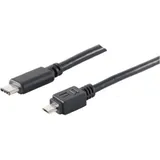 s/conn USB 2.0 Adapterkabel, USB-C Stecker  Micro-B Stecker, Schwarz - Länge: 1,0 m