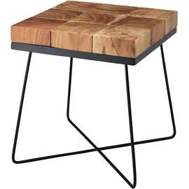 FineBuy Beistelltisch Akazie Braun 45 x 45 x 51 cm