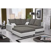 Fun Möbel Ecksofa Sofa NINA inkl.Hocker Weiss / Grau