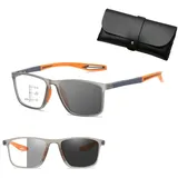 Generisch Sports Tr Lesebrille mit quadratischem Rahmen, Ultraleicht, Anti-Blaulicht, Manly Kicks Lesebrille Herren, Ultraleichte Lesebrille für Herren, Blend- und ermüdungsfrei (Orange,2.5 x)