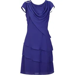 bonprix Minikleid im Lagen-Look mit dekorativem Accessoire, blau, 36