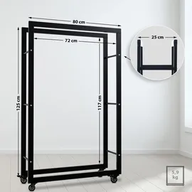 deluke Kaminholzregal Metall 25 x 80 x 125 cm Innen Schwarz