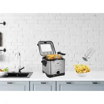 setpoint Mini Öl Fritteuse Single Fett Friteuse Schnitzel frittieren 1,5L mit Salzstreuer