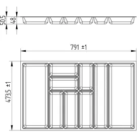 SOTech Orga-Box 3 47,3 x 79,1 cm 1-tlg. schwarz