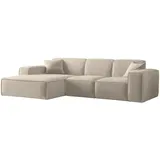Fun Möbel Ecksofa Designersofa CELES PREMIUM Stoff Opera Velvet Beige Ottomane Links & Beige