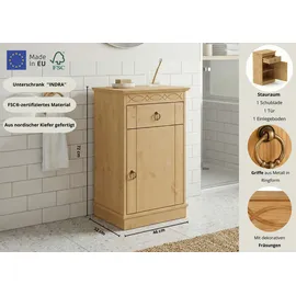 OTTO home Unterschrank OTTO HOME "Indra, Badschrank, Badmöbel, Badezimmerschrank", natur, B:46cm H:73cm T:32cm, Massivholz, Schränke, Unterschrank, aus massiver Kiefer, mit Schublade, FSC-zertifiziert