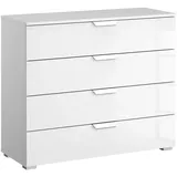 Quartier Kommode ADITIO IV 93 x 81 cm Alpinweiß/HG weiß - Griffe aus Chrom - 4 Schubkästen