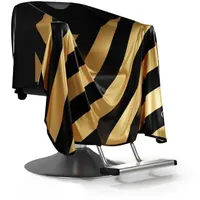 Friseurumhang aus Goldenem Satin, Original Barbermood Barber Cape, Professional Hair Design Salon Cape, Hairdressing Cape, 138 cm x158 cm, luftdurchlässig, einstellbar, waschbar. - 138 x 158 cm