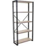Mendler Bücherregal HWC-A27 165 x 80 cm MDF Eiche beige
