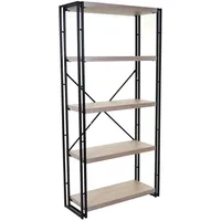 Mendler Bücherregal HWC-A27 165 x 80 cm MDF Eiche beige
