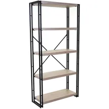 Mendler Bücherregal HWC-A27 165 x 80 cm MDF Eiche beige