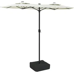 vidaXL Doppel-Sonnenschirm mit LED-Leuchten Sandweiß 316x240 cm