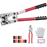 Vevor Crimpzange Kabelschuhzange 6-50 mm2, Batteriekabel-Crimpzange Batterieklemmen-Crimper, Crimpwerkzeug mit 6 Größen & 95 Kupferringverbinder, Kupferringklemmen-Crimpzange Kabelschneider