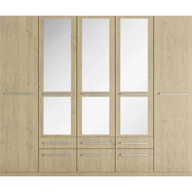 Priess Kleiderschrank PRIESS "Schrank Garderobe Wäscheschrank Barcelona in 5 Breiten", braun (edelbuchefarben), B:230cm H:193cm T:54cm, Holzwerkstoff, Schränke, Kleiderschrank, viel Stauraum, geräumige Schubkästen, mit Spiegel, MADE IN GERMANY