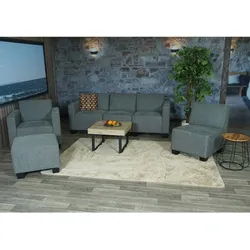 Modular Sofa-System Couch-Garnitur Moncalieri 3-1-1-1, Stoff/Textil ~ grau