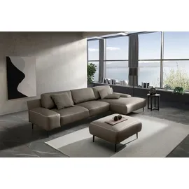 Designwerk Ecksofa DESIGNWERK "Forma L-Form, zeitloses Designsofa mit aktuellem Fuß", braun (mud), B:344cm T:162cm, Leder;Struktur 98% Polyester, 2% Acryl, Sofas, Ecksofa, in hochwertiger Verarbeitung & tollem Sitzkomfort