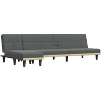 vidaXL Schlafsofa in L-Form Dunkelgrau 255x140x70 cm Stoff