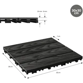 ML-Design WPC Terrassenfliesen Anthrazit 30 x 30 cm 44 St.