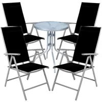 Mojawo Bistro Sitzgarnitur Bistrogarnitur 5-teilig Silbergrau / Schwarz