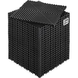 Vevor ineinandergreifende Drainagematte Duschmatte 31 x 31 cm modulares ineinandergreifende Bodenmatten, 24 STK. Spleiß-Drainagematten, rutschfeste Drainage-Bodenfliesen, für Garage Garten Schwarz