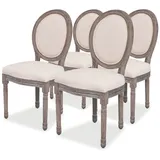 vidaXL Esszimmerstuhl Creme Stoff 4er Set