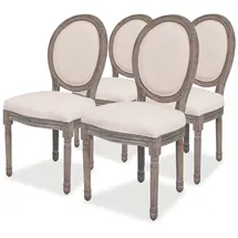 vidaXL Esszimmerstuhl Creme Stoff 4er Set