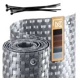 Kadax Balkonverkleidung 100 x 400 cm Hellgrau Rattan