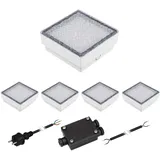 ledscom.de Pflasterstein Set IP67 15 x 15 x 4 cm kaltweiß 5 St.