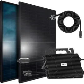 sunniva® Balkonkraftwerk FULL BLACK BIFACIAL 1196W / 800W Solaranlage mit 800W ECOFLOW Micro Wechselrichter 2 x 460 W