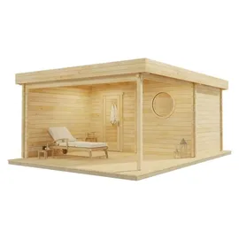 FinnTherm Saunahaus Cubus-70 Royal Naturbelassen 411 x 549 cm) Wandstärke 70 mm