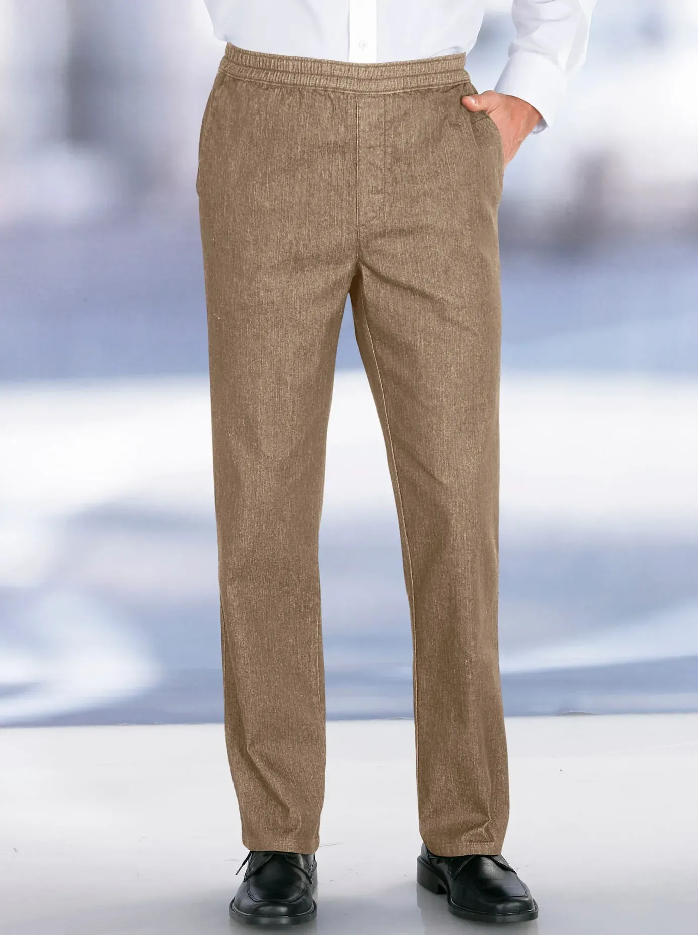 Bequeme Jeans CLASSIC, Herren, Gr. 24, Unterbauchgrößen, beige, 78% Baumwolle, 20% Polyester, 2% Elasthan, unifarben, lang, Jeans