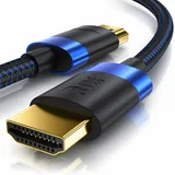 Primewire - 0,5m High Speed 8K HDMI Kabel mit Ethernet ARC 3D 4K Ultra HD 7680x4320 @ 120 Hz PS4 360 TV OLED PC Laptop Beamer Monitor - Schwarz/Blau