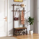 Homcom Garderobenständer mit Sitzbank 100 x 40 x 185 cm Braun