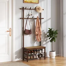 Homcom Garderobenständer mit Sitzbank 100 x 40 x 185 cm Braun