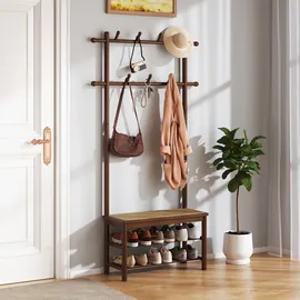 Homcom Garderobenständer mit Sitzbank 100 x 40 x 185 cm Braun