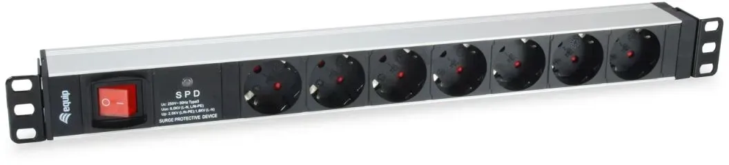 Equip 333309 Verlängerungskabel 1,8 m 7 AC-Ausgänge Drinnen Schwarz, Weiß