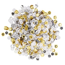 Pailletten, gold-silber-weiß, 6 mm Ø, 75 g