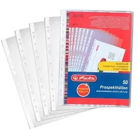Herlitz Prospekthüllen DIN A4 glasklar glatt 0,09 mm, 50 St.